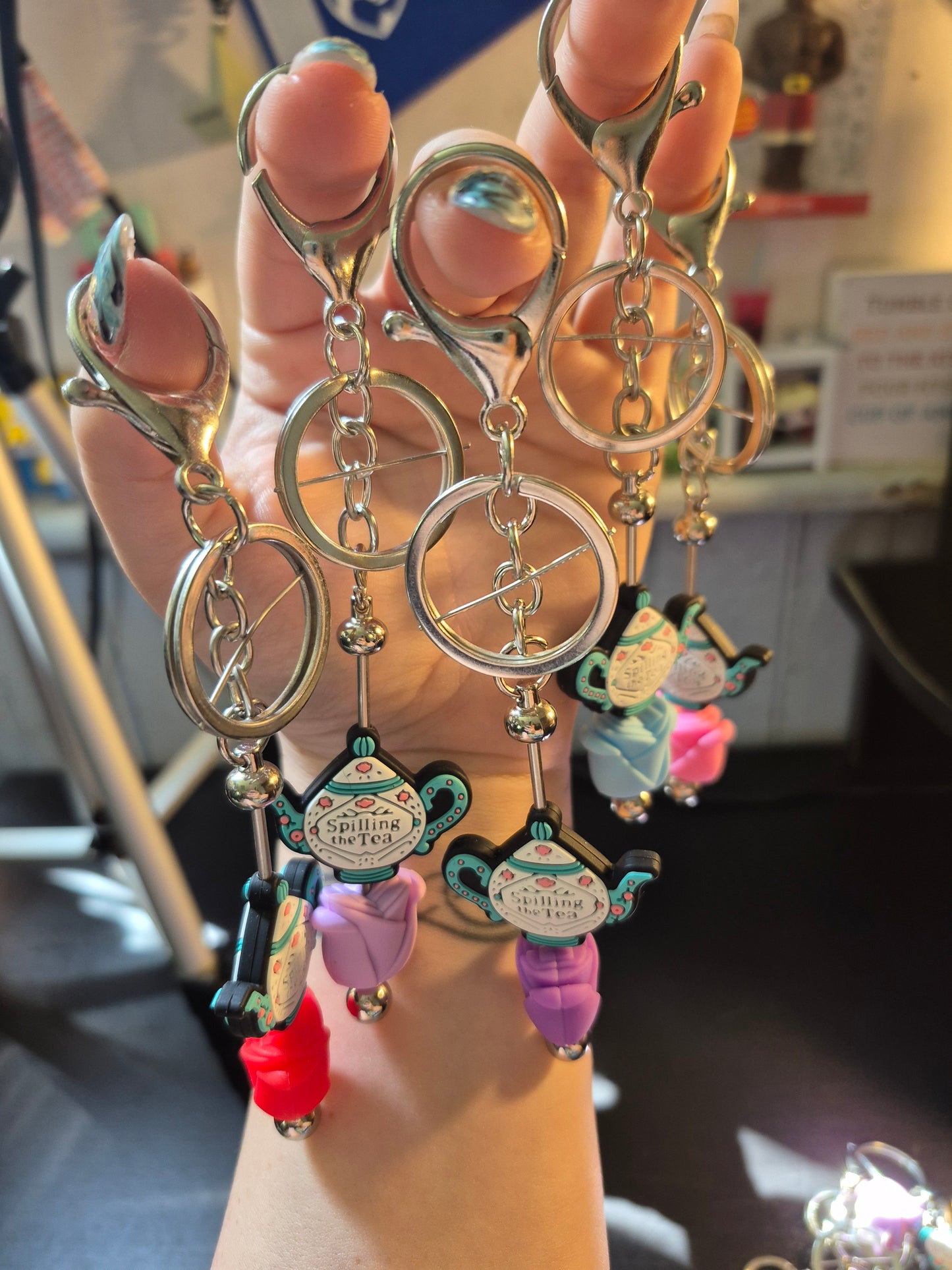 Spilling Teapot Keychain